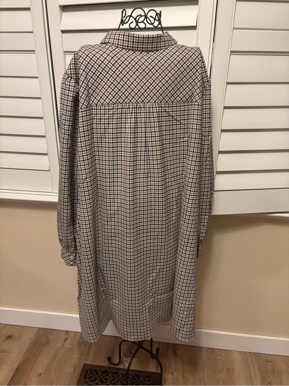 Vineyard Vines Popover Dress Beige and Navy Checked 3X NWT - Picture 4 of 9